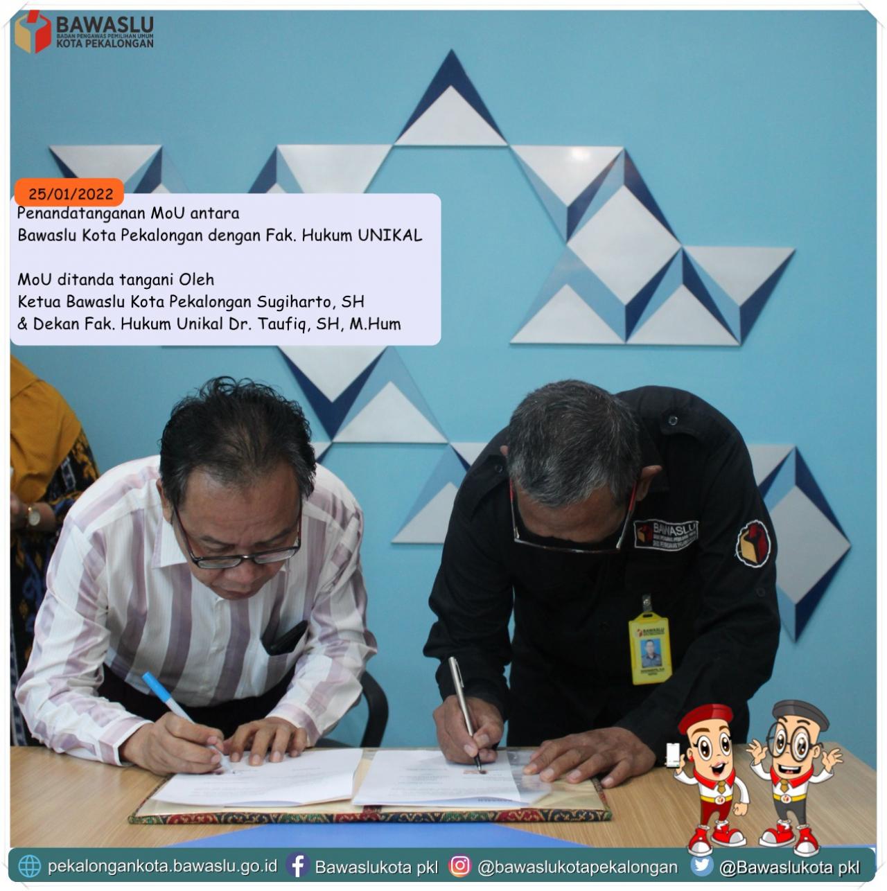 MoU Antara Bawaslu Kota Pekalongan dan Fakultas Hukum Unikal