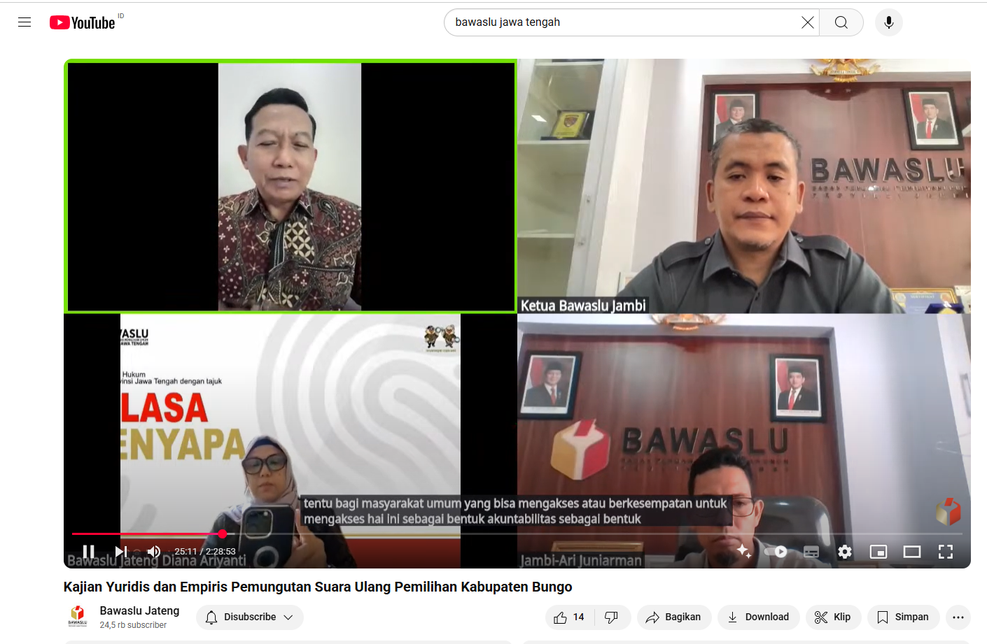 Diskusi Hukum Selasa Menyapa oleh Bawaslu Jateng, selaku narasumber Ari Jurniawan Anggota Bawaslu Jambi