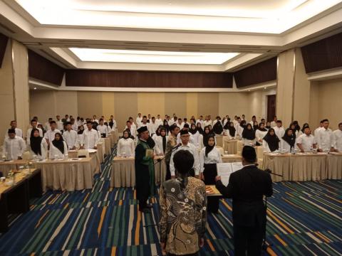 Prosesi Pelantikan Pengambilan Sumpah Janji PTPS Se-Kecamatan Pekalongan Utara Oleh Ketua Panwaslu Kecamatan Pekalongan Utara